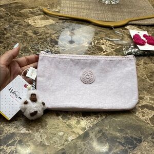 Kipling Soft Pink Pouch with Plush Keychain